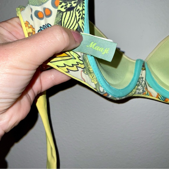 Maaji Women's M Firefly Timbers Yellow Reversible Swimsuit Bikini Top Underwire - Picture 7 of 9